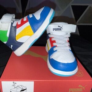 Puma Kids' Blue and Yellow Sneakers